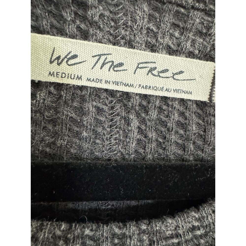 We The Free People Gray Waffle Knit Thermal Long Sleeve Medium Top #NE163 - Picture 6 of 15